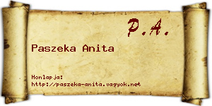 Paszeka Anita névjegykártya