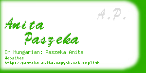 anita paszeka business card